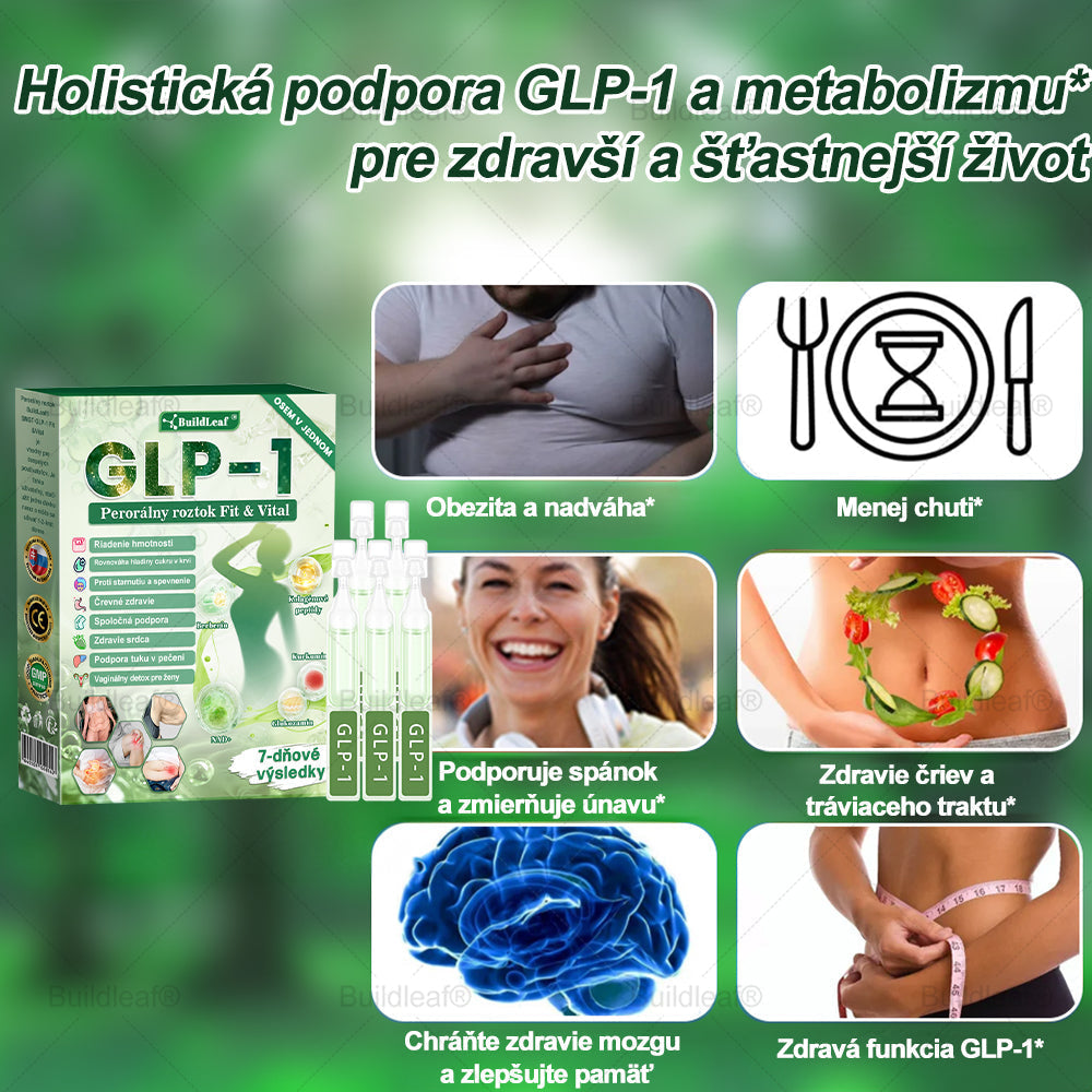 💖BuildLeaf® GLP-1 6-v-1 Health Solution Perorálna tekutina (Len raz denne, viditeľné zmeny už za 7 dní) Pre obezitu, kardiovaskulárne ochorenia, cukrovku, spánkové apnoe, zdravie čriev, problémy s kĺbmi a ďalšie