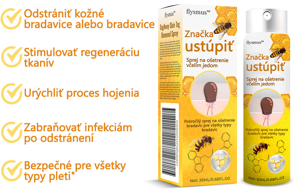 flysmus™ Ošetrenie Sprej na Včelím Jedom Na odstránenie kožných štítkov a bradavíc