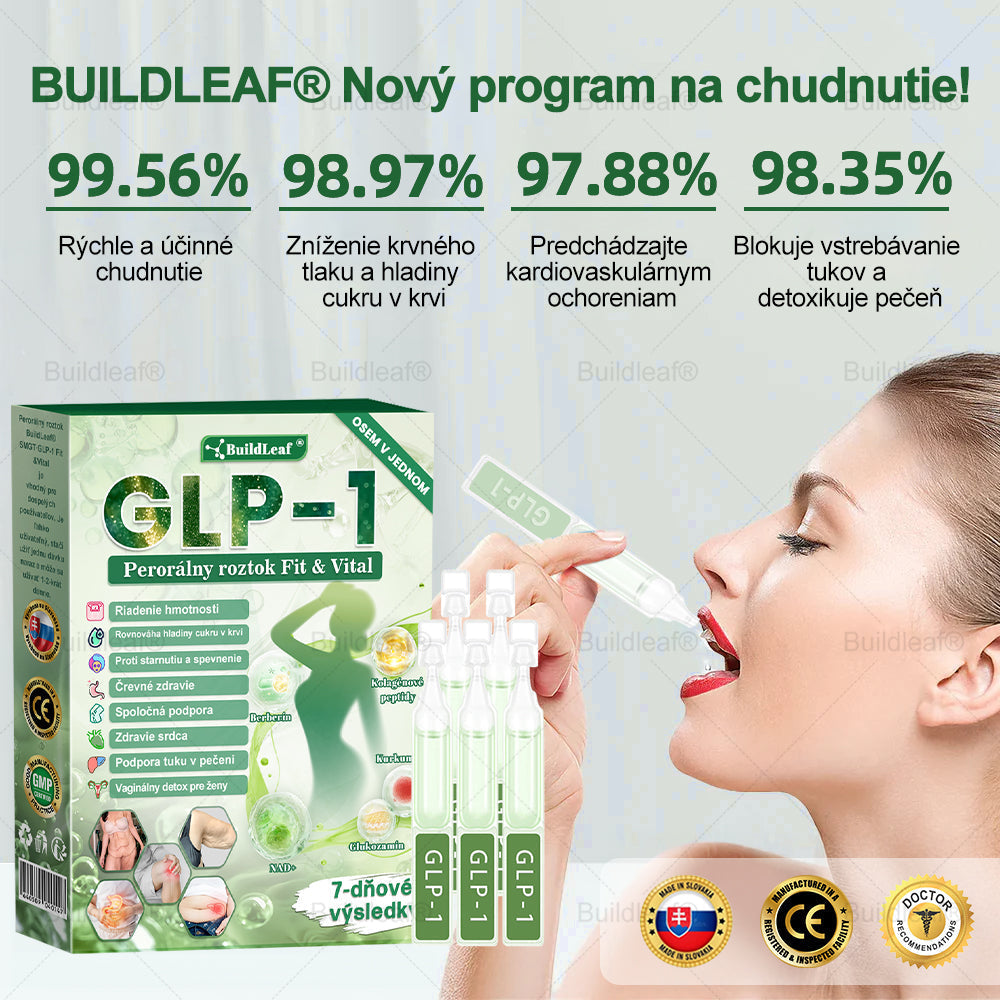 💖BuildLeaf® GLP-1 6-v-1 Health Solution Perorálna tekutina (Len raz denne, viditeľné zmeny už za 7 dní) Pre obezitu, kardiovaskulárne ochorenia, cukrovku, spánkové apnoe, zdravie čriev, problémy s kĺbmi a ďalšie