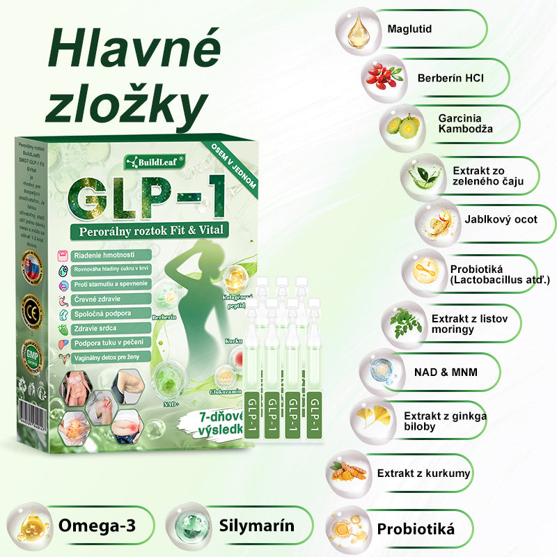 💖BuildLeaf® GLP-1 6-v-1 Health Solution Perorálna tekutina (Len raz denne, viditeľné zmeny už za 7 dní) Pre obezitu, kardiovaskulárne ochorenia, cukrovku, spánkové apnoe, zdravie čriev, problémy s kĺbmi a ďalšie
