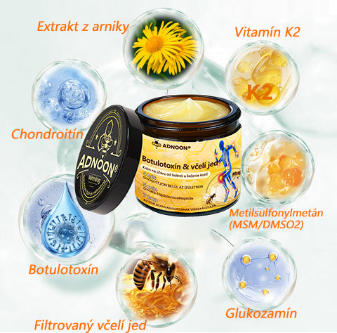 ADNOON® Krém na hojenie kostí s botulotoxínom a včelím jedom ⭐👨‍⚕️Schválené Slovenskou spoločnosťou ortopedie a traumatológie (SOTS)